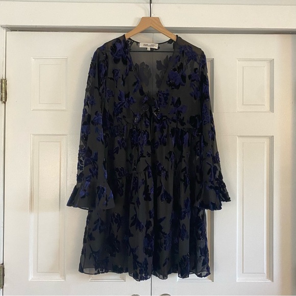 Diane Von Furstenberg Adelita velvet dress without slip - Picture 3 of 6
